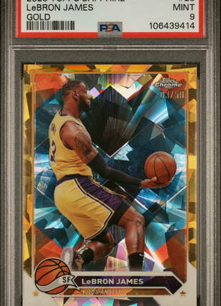 LeBron James 2023 Topps Chrome Sapphire Edition #23 Gold Refractor /50 PSA9 MINT