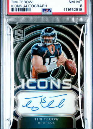 Tim Tebow 2024 Panini Spectra #ITTW Icons Autographs /35 Auto PSA8 NM-MT Broncos