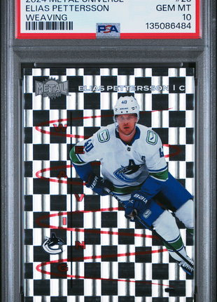 Elias Pettersson 2024 Skybox Metal Universe #23 Weaving SP PSA10 GEM MT Canucks