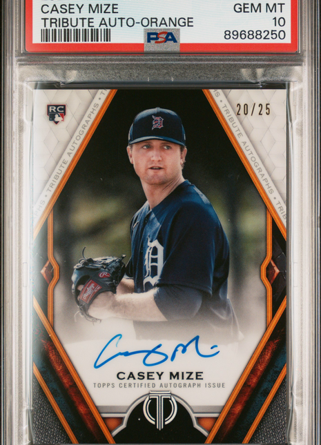 Casey Mize 2021 Topps Tribute #CM Autograph Orange /25 Auto RC PSA10 GEM MT