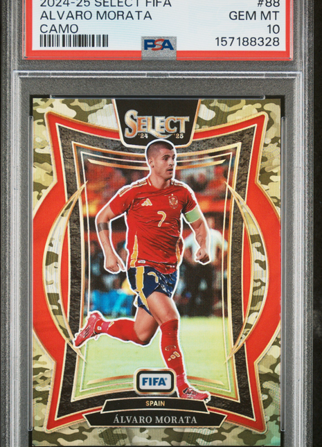 Alvaro Morata 2024-25 Panini Select FIFA #88 Camo /135 PSA10 GEM MT Spain