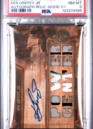 Ken Griffey Jr. 2020 Topps Triple Threads Wood 1/1 Patch Auto PSA8 NM-MT