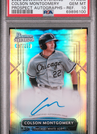 Colson Montgomery 2022 Bowman Sterling #PACM Refractor /150 Auto PSA10 GEM MT