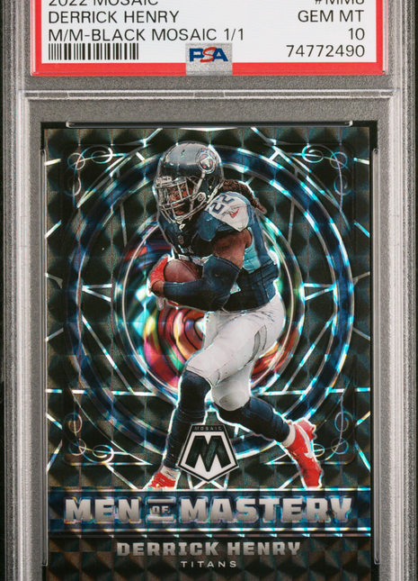 Derrick Henry 2022 Panini Mosaic Men Of Mastery Black Mosaic 1/1 PSA10 GEM MT