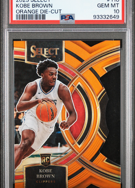 Kobe Brown 2023-24 Panini Select #110 Die-Cut Orange Prizm /65 RC PSA10 GEM MT