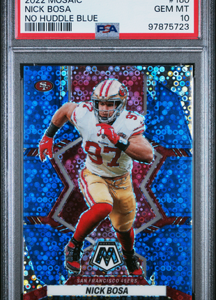 Nick Bosa 2022 Panini Mosaic #180 No Huddle Blue /75 PSA10 GEM MT SF 49ers