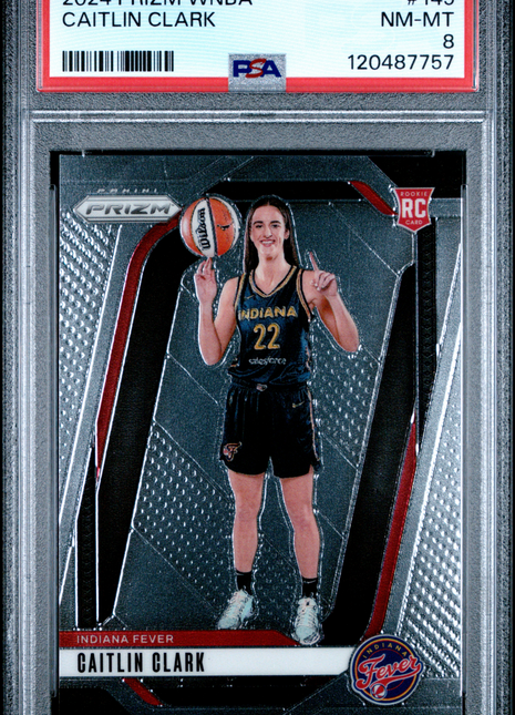 Caitlin Clark 2024 Panini Prizm WNBA #145 Rookie RC PSA8 NM-MT Fever