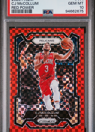 CJ McCollum 2023-24 Panini Prizm #114 Red Power /75 PSA10 GEM MT Pelicans