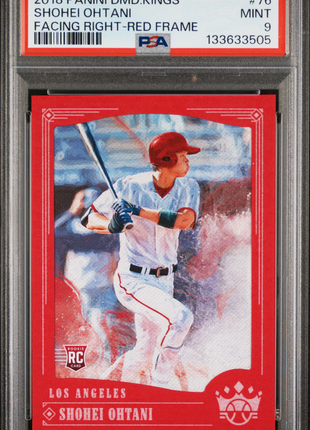Shohei Ohtani 2018 Panini Diamond Kings #76 Facing Right Red Frame RC PSA9 MINT
