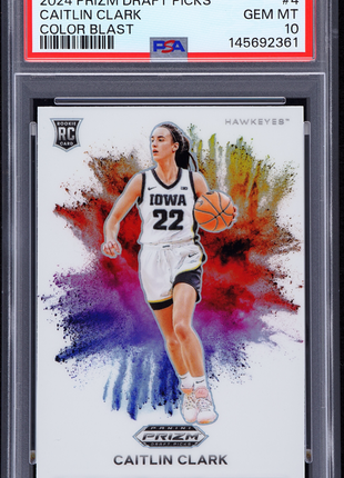 Caitlin Clark 2024 Panini Prizm Draft Picks #4 Color Blast RC SSP PSA10 GEM MT