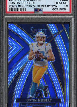 Justin Herbert 2019 Panini Select #303 2020 XRC Prizm Redemption PSA10 GEM MT