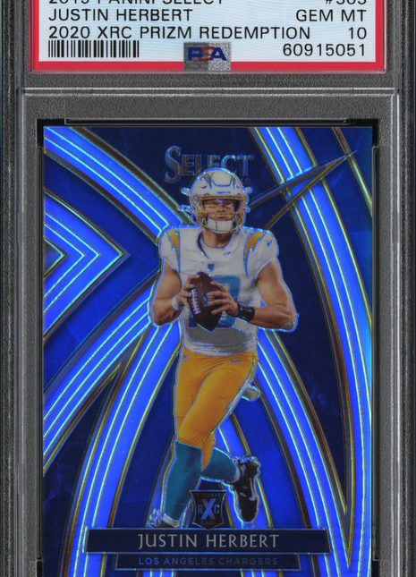 Justin Herbert 2019 Panini Select #303 2020 XRC Prizm Redemption PSA10 GEM MT