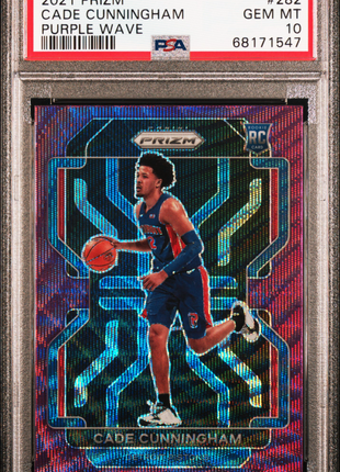 Cade Cunningham 2021-22 Panini Prizm #282 Purple Wave RC PSA10 GEM MT Pistons