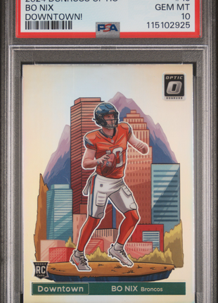 Bo Nix 2024 Panini Donruss Optic #19 Downtown! RC SSP PSA10 GEM MT