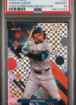 Aaron Judge 2025 Topps Finest #51 Checkerboard Refractor PSA10 GEM MT Yankees
