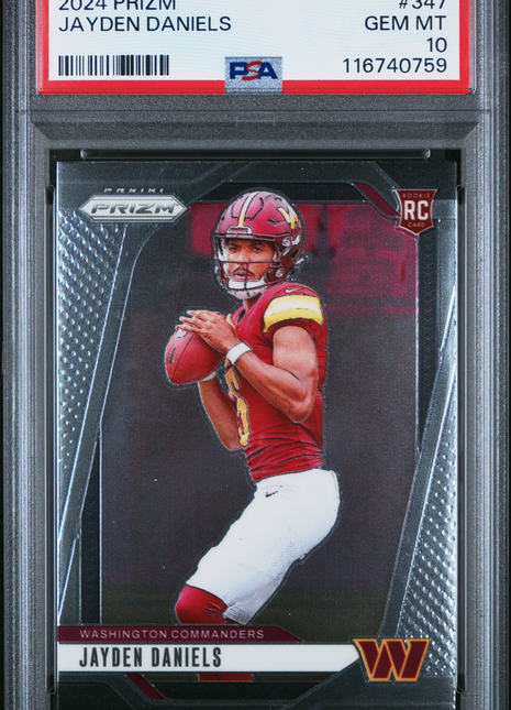 Jayden Daniels 2024 Panini Prizm #347 Rookie RC PSA10 GEM MT
