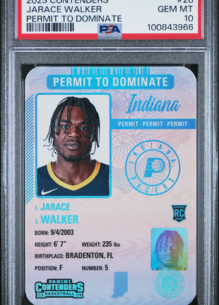 Jarace Walker 2023-24 Panini Contenders Permit To Dominate SSP RC PSA10 GEM MT